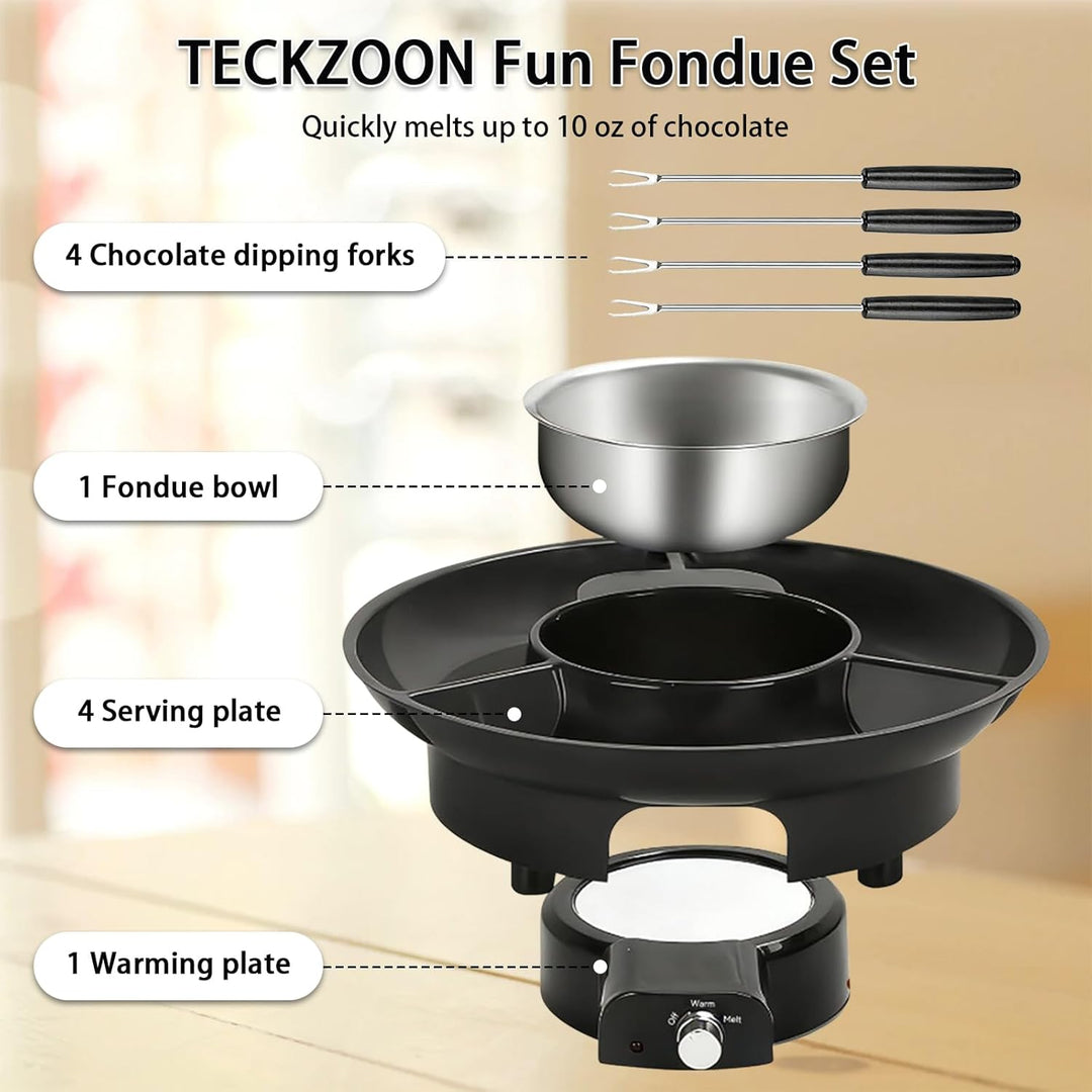 Elektrisches Schokoladen Fondue Set, 280ml Schokoladen Pot mit 2 Temperaturstufen, abnehmbarem Alumi