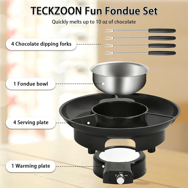 Elektrisches Schokoladen Fondue Set, 280ml Schokoladen Pot mit 2 Temperaturstufen, abnehmbarem Alumi