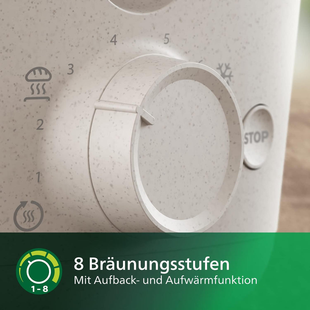Philips HD2640/10 Conscious Collection Toaster, biologischer, 100% recycelter Kunststoff, 8 Bräunung