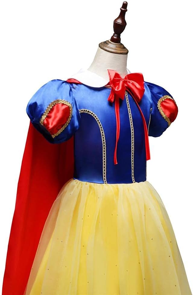 Lito Angels Prinzessin Schneewittchen Kostüm Kleid für Kinder Mädchen, Halloween Prinzessinenkleid K