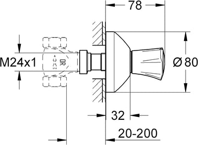 GROHE UP-Ventil-Oberbau Costa Markierung, rot , chrom 19807001, Rot