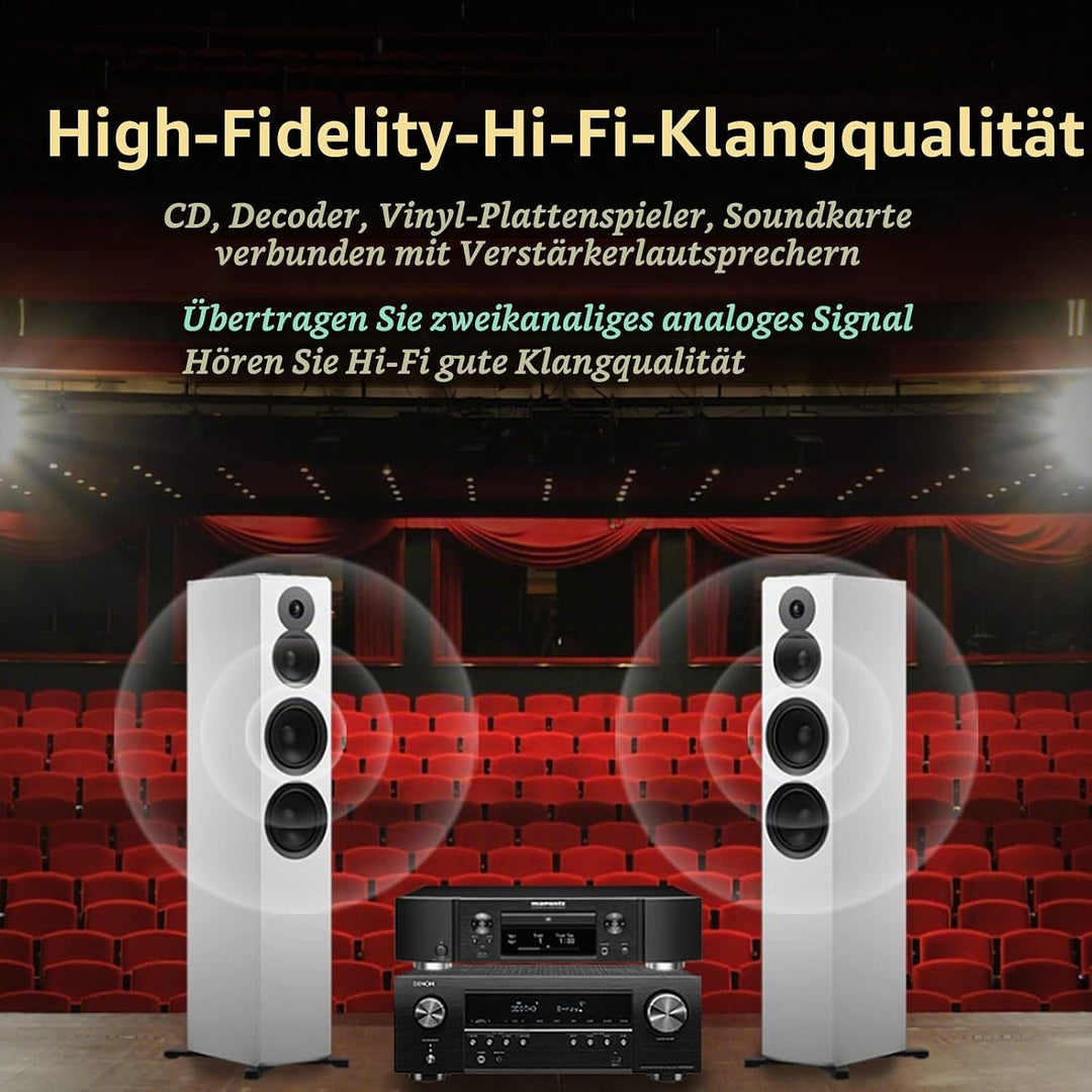 SKW Cinch Audio Kabel, OFC Kupfer - Dual geschirmt 2 x Cinch zu 2 x Cinch Kabel - analog Stereo Audi