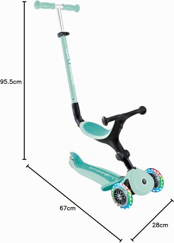 GLOBBER GO-UP Active Lights – 3 in 1 Dreirad, Laufrad und Scooter, 120/80 mm, 3-rädrig, höhenverstel