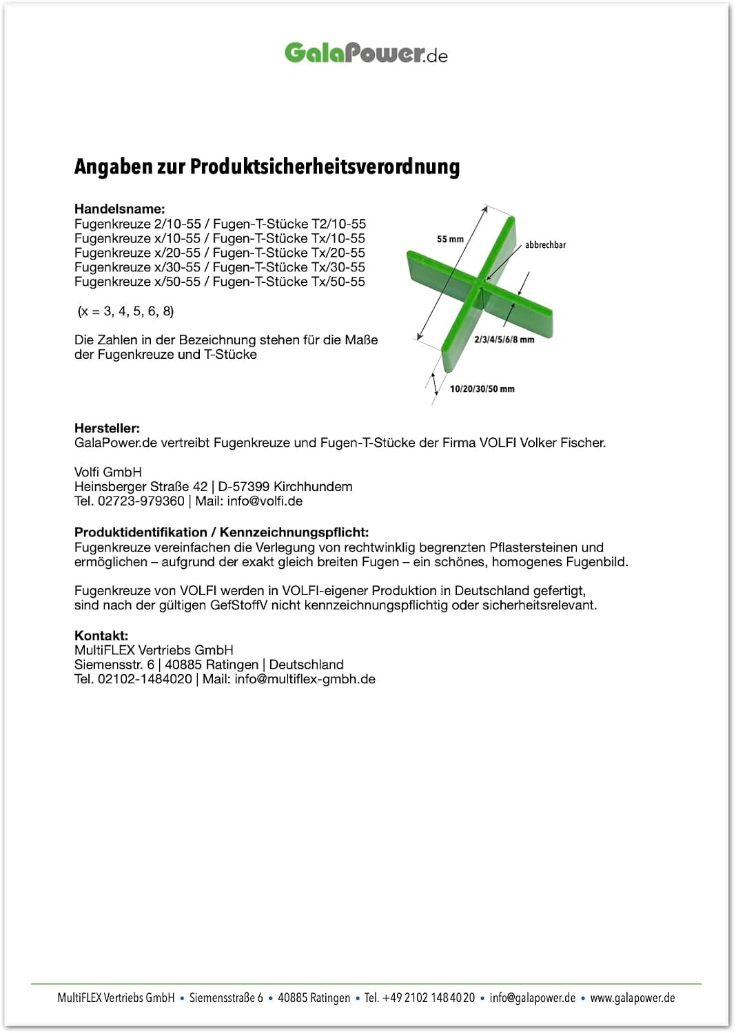 100 Stück GalaPower Fugenkreuze für 4 mm Fugen, 10 mm Bauhöhe