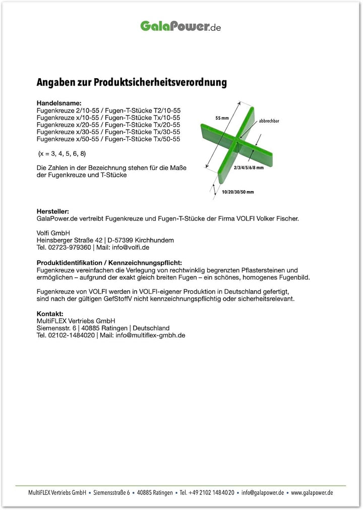 100 Stück GalaPower Fugenkreuze für 4 mm Fugen, 10 mm Bauhöhe