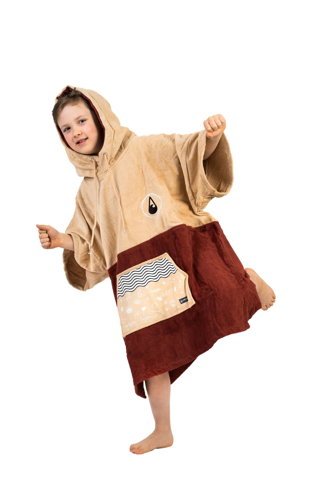 WAVE HAWAII Dunas Surfponcho für Körpergrössen von 120-150 cm Poncho 100% ÖKO Baumwolle Umkleidehilf