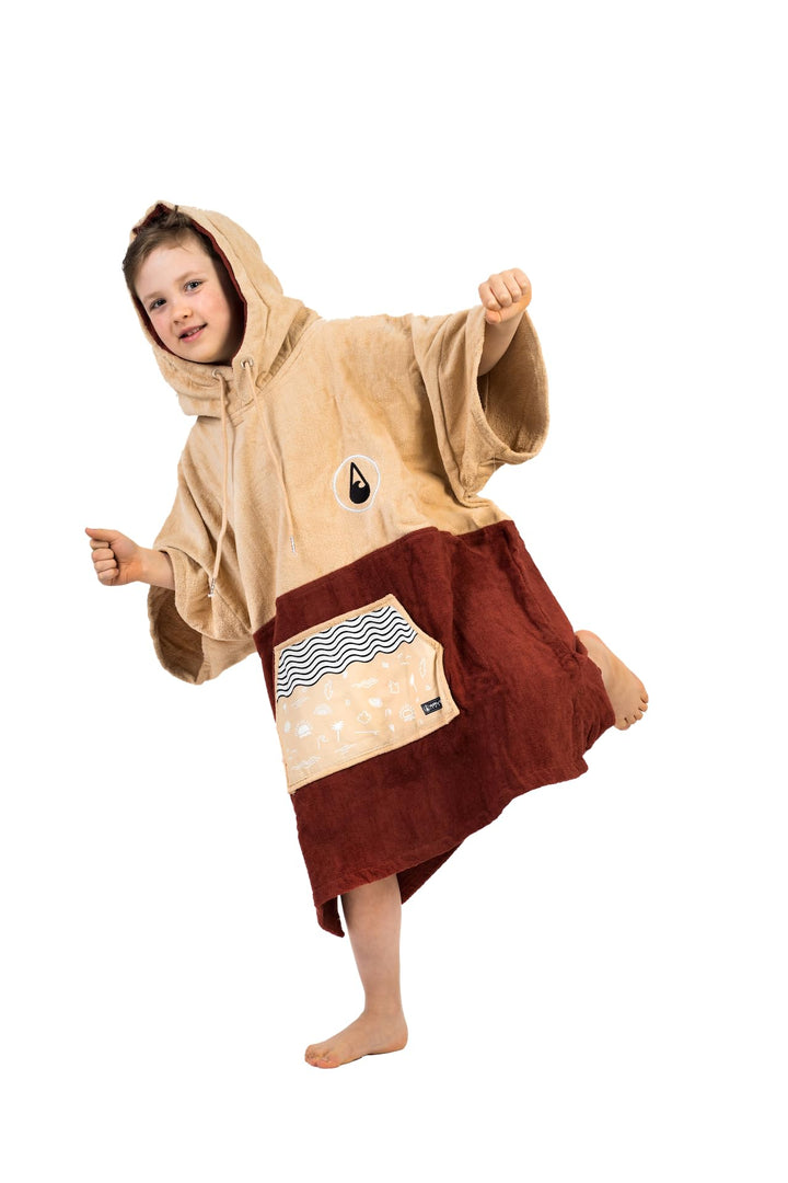 WAVE HAWAII Dunas Surfponcho für Körpergrössen von 120-150 cm Poncho 100% ÖKO Baumwolle Umkleidehilf