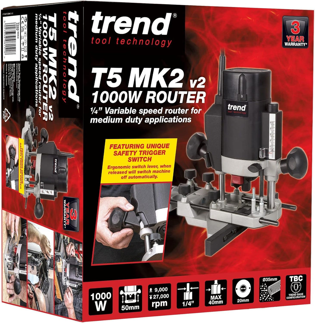 Trend 1000 W 8 mm Tauchfräser mit variabler Geschwindigkeit 230 V EU, leistungsstarker leichter Tauc