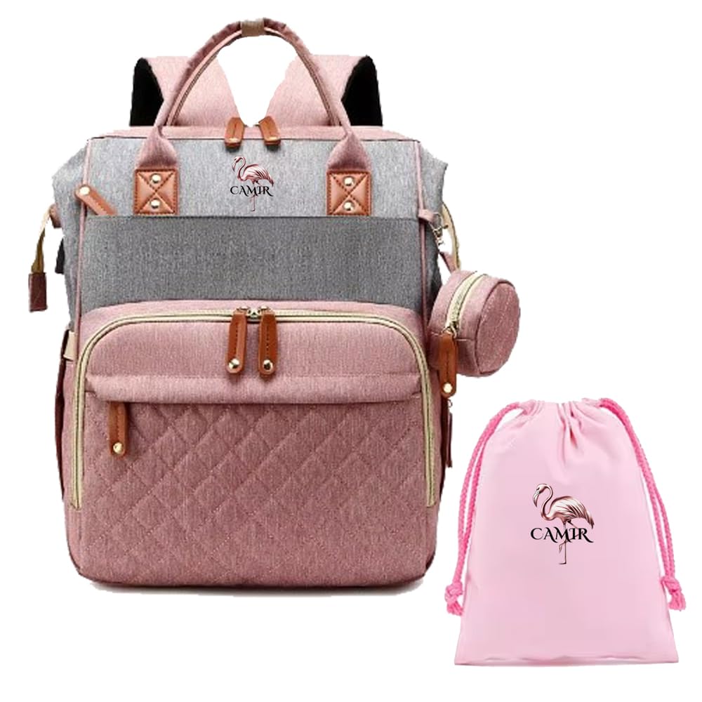 CAMIR Wickelrucksack, Rucksack für Kinderwagen, Wickeltasche, Mutterschaft, tragbar mit Haken für Ki