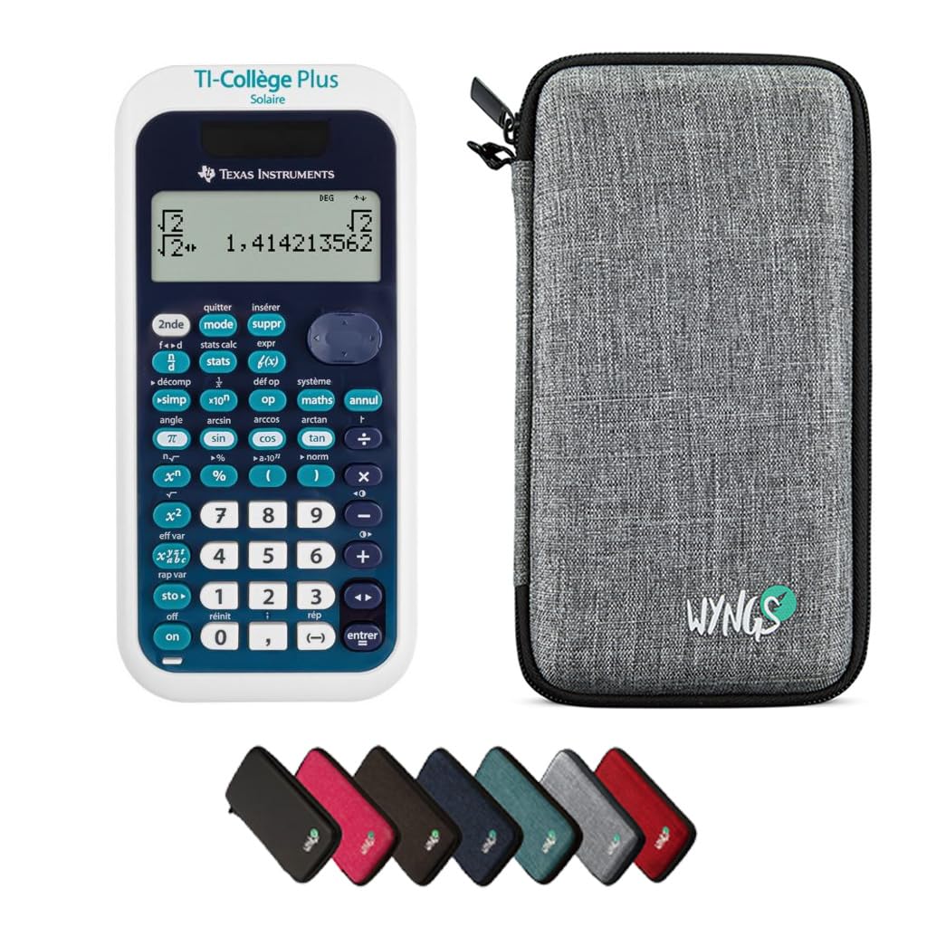 CALCUSO Sparkpaket: TI Collège Plus Solar technisch-wissenschaftlicher Taschenrechner + WYNGS Schutz