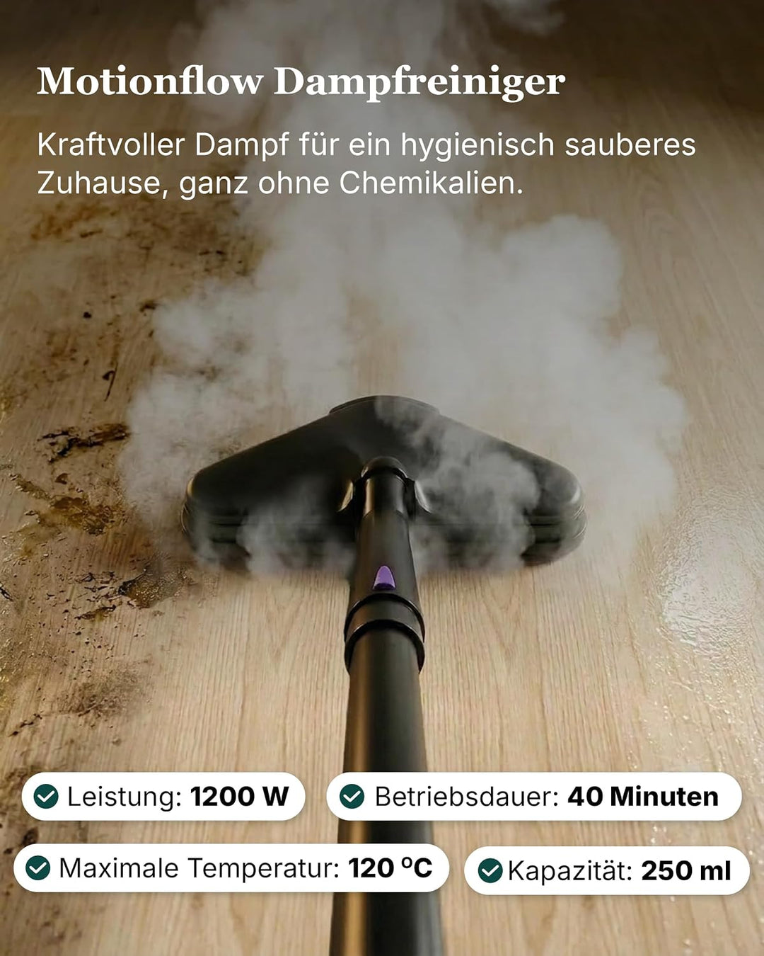 Motionflow Dampfreiniger für alles – 16-in-1 Hochdruck Steam Cleaner für Polstermöbel, Teppiche, Bad