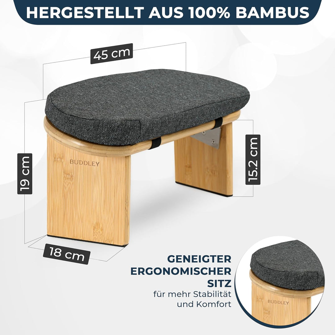 BUDDLEY Meditationsbank klappbar, Yogahocker mit Kissen, Meditationsbank, Meditationsstuhl faltbar,