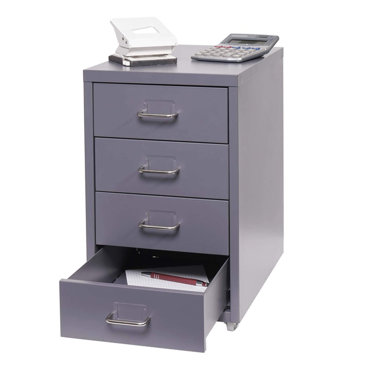 Mendler Rollcontainer Boston T851, Schubladenschrank Stahlschrank Büroschrank, 48x28x41cm 4 Schublad