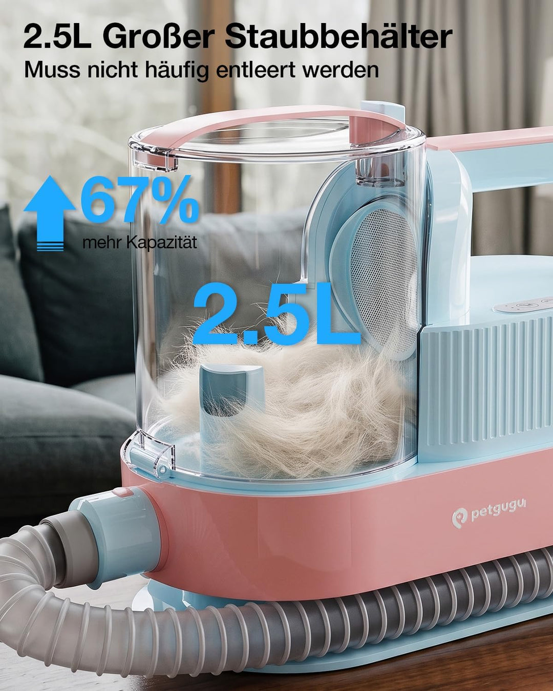 Hundeschermaschine mit Staubsauger, 7-in-1 Tierpflege Set mit 11000 Pa Saugkraft, Leise Fellpflegege