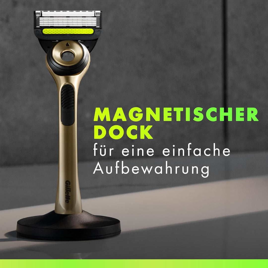 Gillette Labs Rasierer Herren mit Reinigungselement, Nassrasierer Männer Champion Gold Edition — Ink