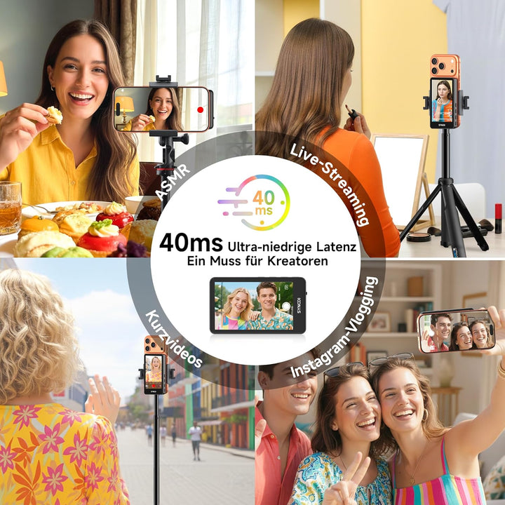 SYNCO XView Handy Selfie Monitor mit Touchscreen für iPhone 7-17 & Samsung, Magnetischer Smartphone