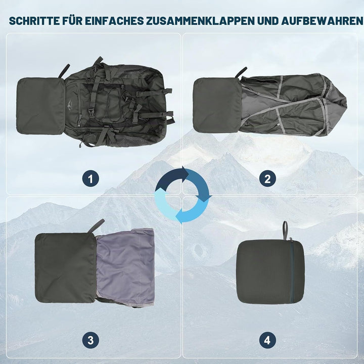 RAINSMORE Wanderrucksack Herren Damen 40L Rucksack Wasserdicht Gross Reiserucksack Leicht Faltbarer
