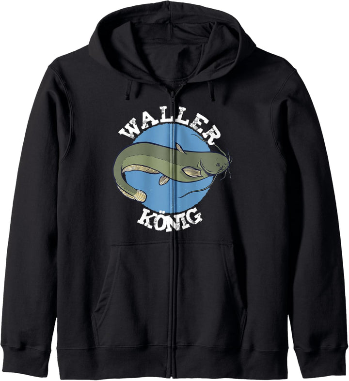 Waller König Angler fangen Wels Kapuzenjacke