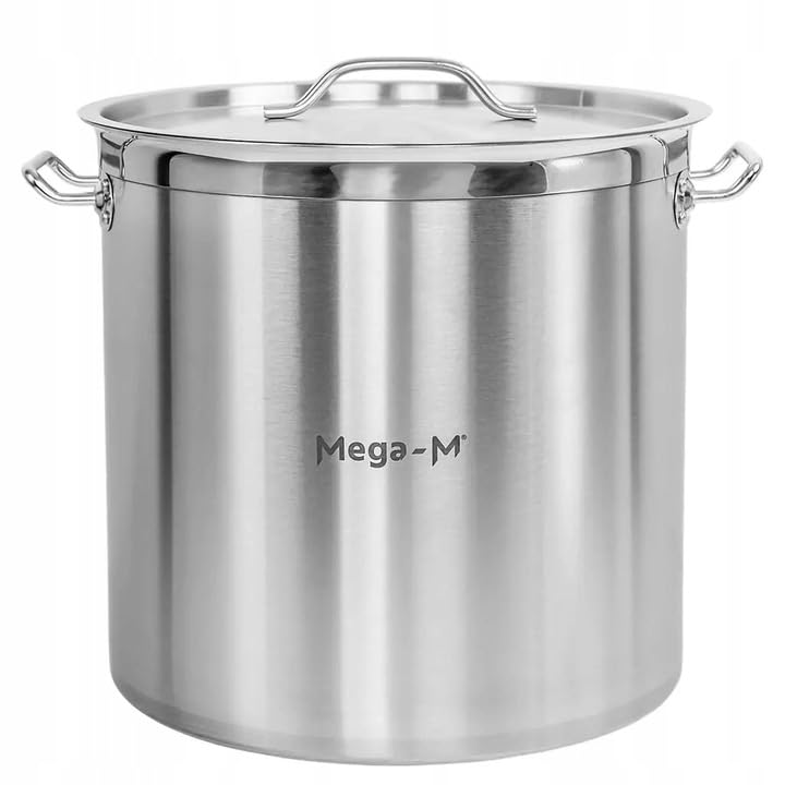 Mega-M Kochtopf GROSSE Induktion aus Edelstahl AISI 443 mit DECKEL PRO Küche Keramik, Elektro, Gas,