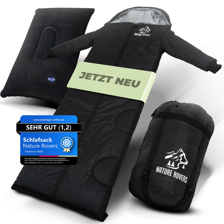 Schlafsack [mit Ärmeln] – Schlafsäcke für Erwachsene, Outdoor & Camping [3 Jahreszeiten] Deckenschla