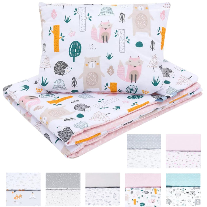 Bellochi Multifunktional Baby Decke Set - Doppelseitig Baby Bettwäsche 75x100 cm und Kissen 30x40cm