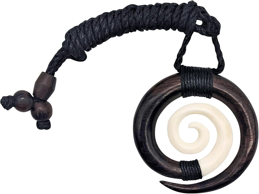 81stgeneration Anhänger Halskette Spirale Stammes Handgeschnitzter Knochen für Damen und Herren