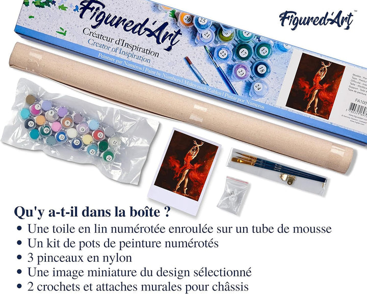 Figured'Art Malen Nach Zahlen Erwachsene Mit Rahmen Rosengesicht - Paint by Numbers Basteln DIY Bast
