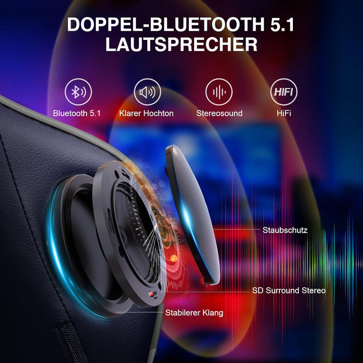 GTPLAYER Gaming Stuhl Gamer Stuhl mit Fussstütze Bluetooth Lautsprecher Ergonomischer Bürostuhl Comp