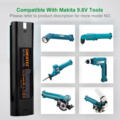 2Packs Shentec NI-MH 3500mAh 9.6V Ersatzakku für Makita Akku 9000 9001 9002 9033 9600 191681-2 19253