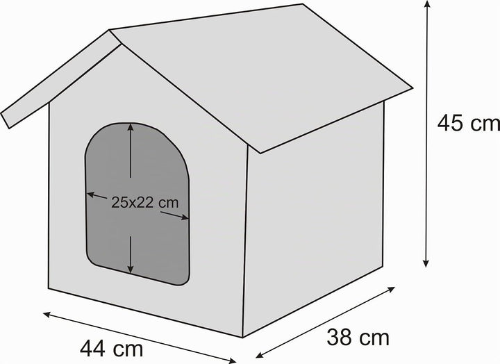 Hundehütte Hundehöhle Hundebett Hundehaus Katzenhöhle mittle M - 44x38 cm beige mit Pfoten M - 44x38