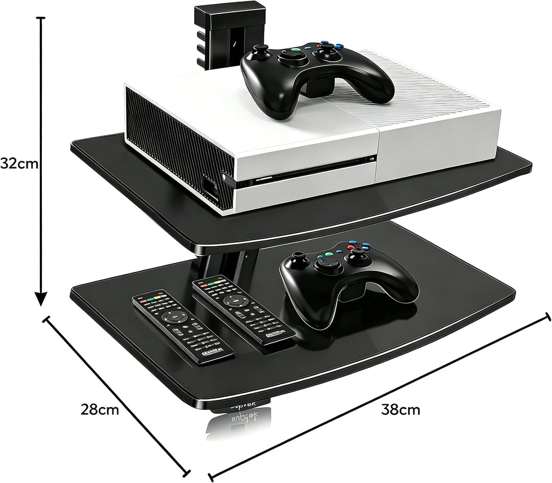 suptek 2 Floating Regal Multimedia Wandregal TV Rack Wandhalterung Mit Verstärktem Gehärtetem Glasre
