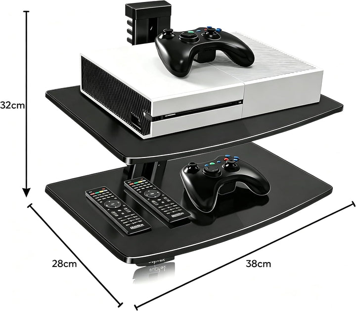 suptek 2 Floating Regal Multimedia Wandregal TV Rack Wandhalterung Mit Verstärktem Gehärtetem Glasre