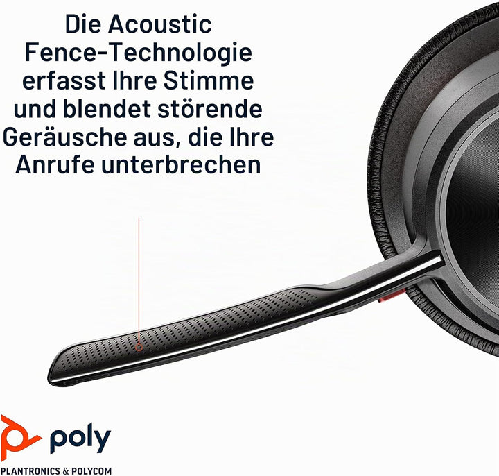 Poly - Voyager Focus 2 Office USB-A (Plantronics) - Bluetooth Dual-Ear (Stereo) Headset with Boom Mi