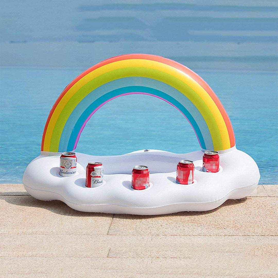 Aufblasbarer Getränkehalter, 1 Regenbogen Getränkehalter und 3 Flamingo aufblasbare Getränkehalter,
