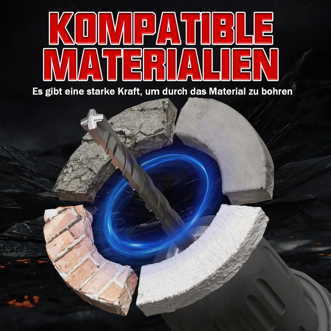 CSOOM SDS Plus Bohrer in den Grössen 5,5,6,6,6,8,8,8,10,12(160mm),Professionell Betonbohrer，Ideal zu