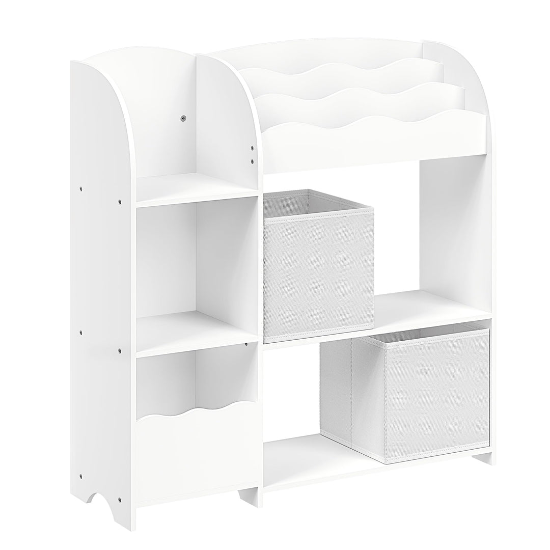 SONGMICS Bücherregal Kinder, Kinderregal, Spielzeugregal mit 2 Aufbewahrungsboxen, für Bücher, Kinde