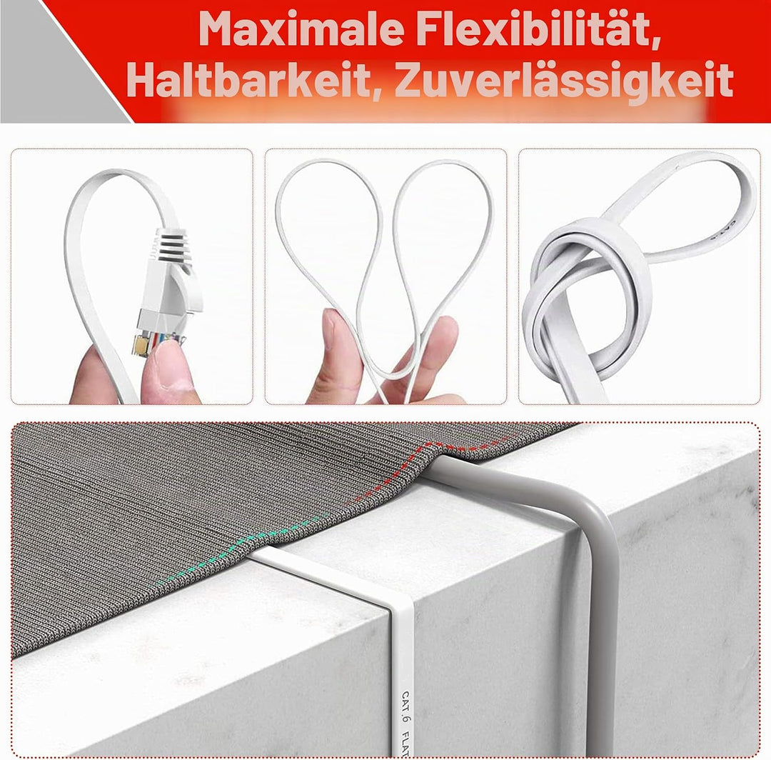 LAN Kabel 50 Meter, Netzwerkkabel 50m Outdoor Indoor Lang Ethernet Kabel Cat 6, Hochgeschwindigkeits