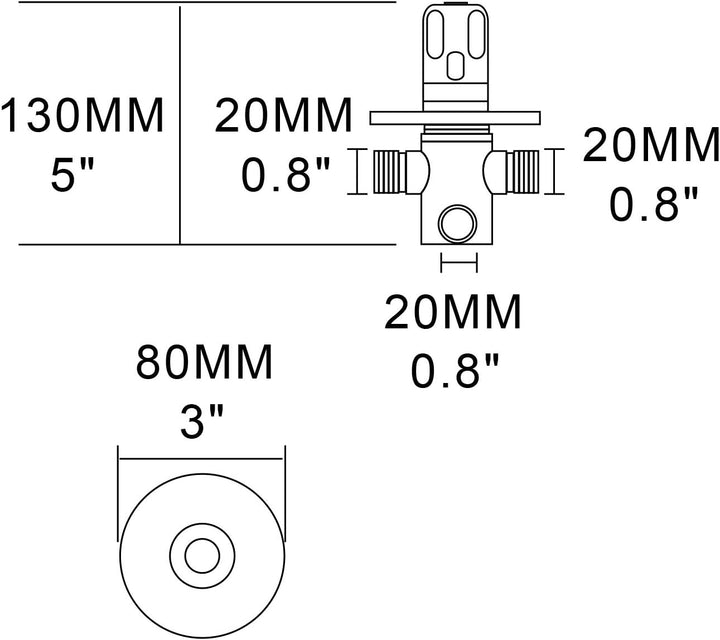 CIENCIA G1 / 2 "Badezimmer Winkelventil für Massives Messing Chrom Dreiwege Duschschaltventil für Ha