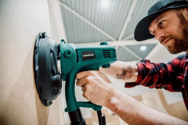 VONROC Wand-Exzenterschleifer 750W – für Decken und Wände – 180 mm Durchmesser – 33 Schleifblätter –