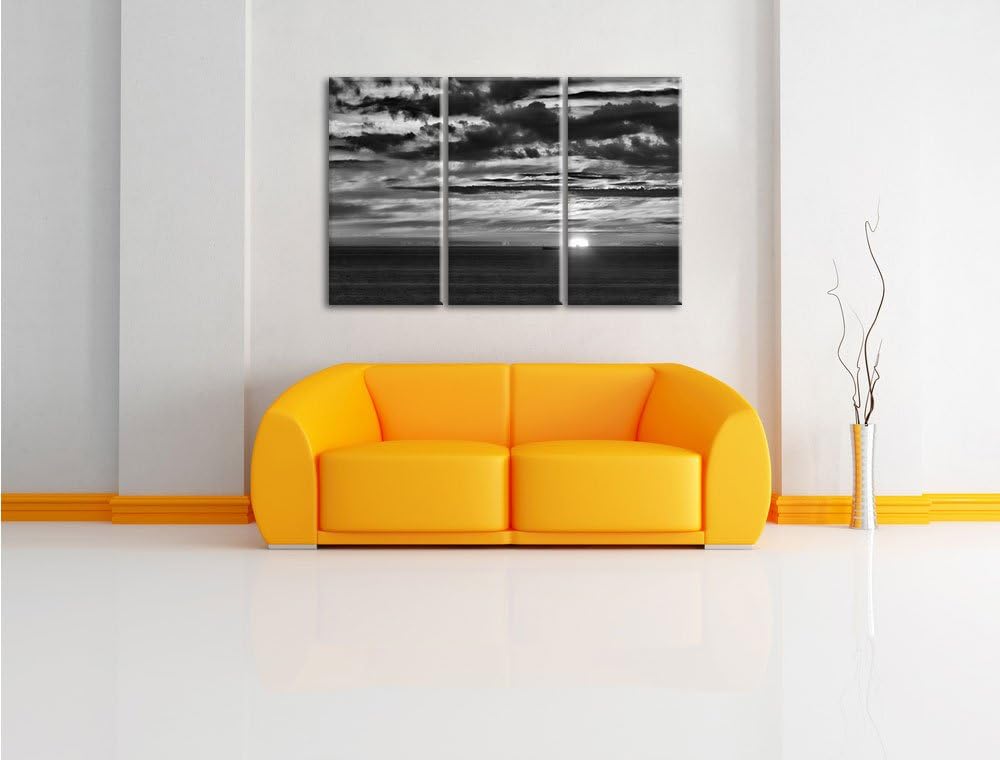 Pixxprint Sonnenuntergang über Meer als Leinwandbild/Grösse: 3 Teilig (120x80) cm/Wandbild/Kunstdruc