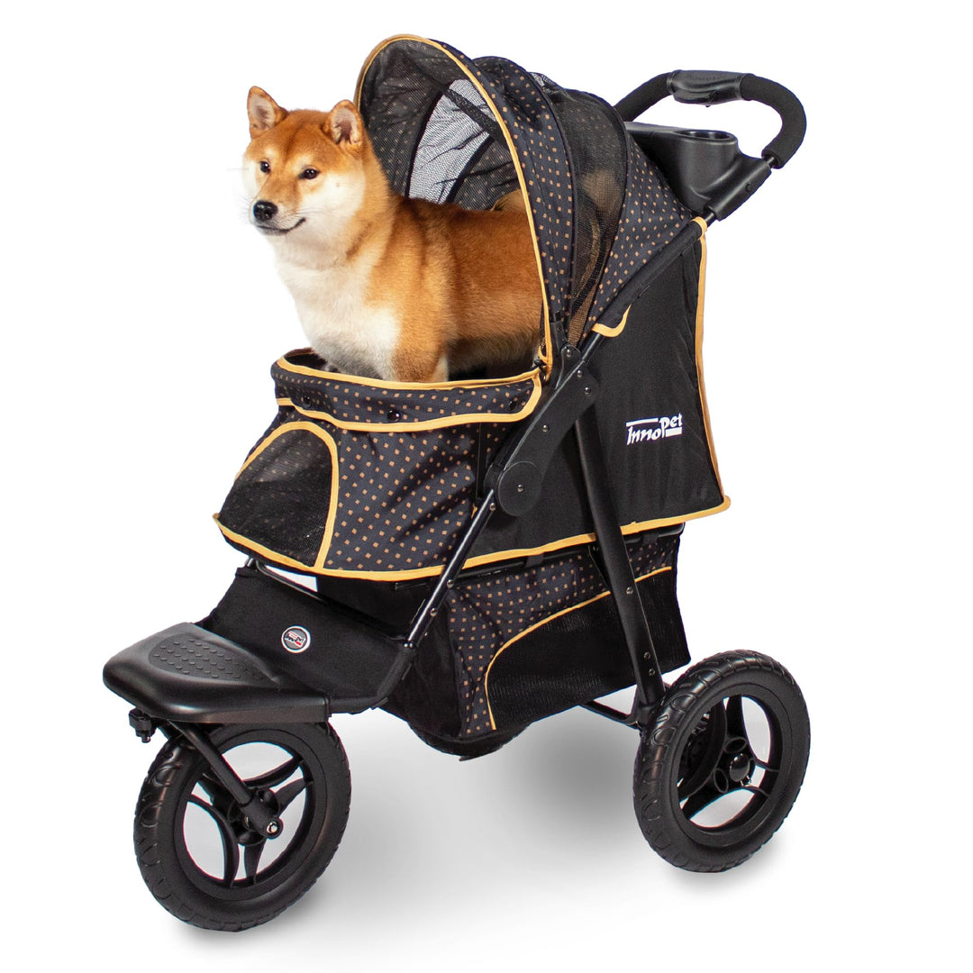 Innopet Adventure Hunde- &amp; Katzenbuggy Schwarz/Gelb - Geländegängiger Hundewagen für Hunde bis zu 30