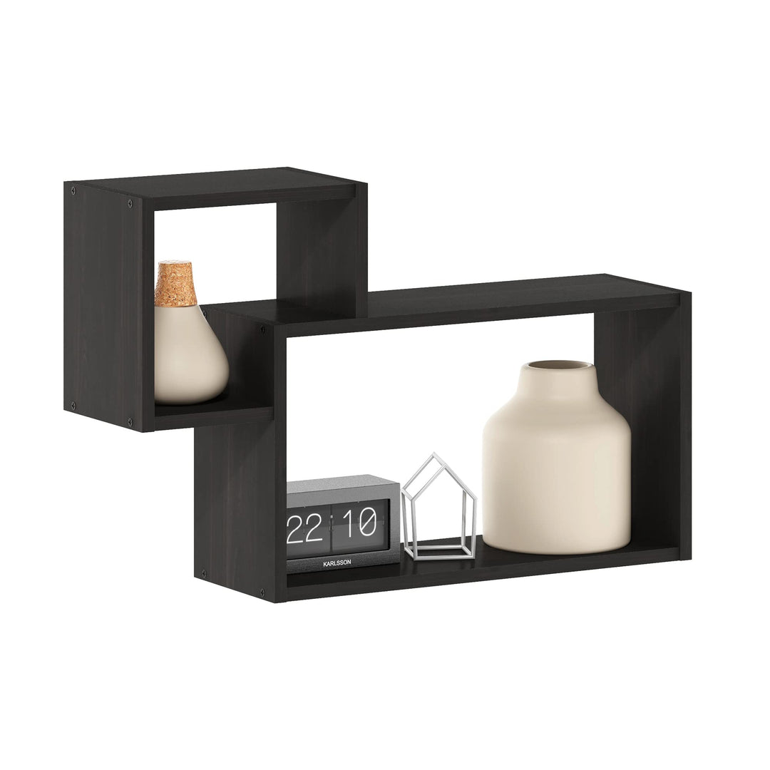 Furinno Rossi Interweave Wandhalterung, schwebend, dekoratives Regal, 2 Stück, Espresso Espresso 2 F