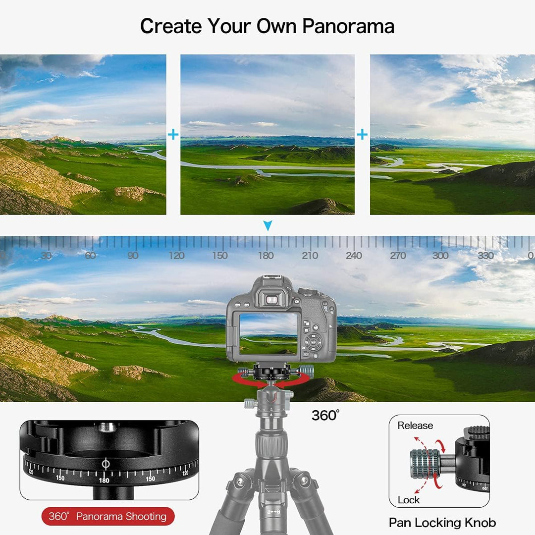 Koolehaoda Panorama Stativkopf 360° Rotation Panorama Basis kompatibel mit Arca Swiss für Stativ, Ei