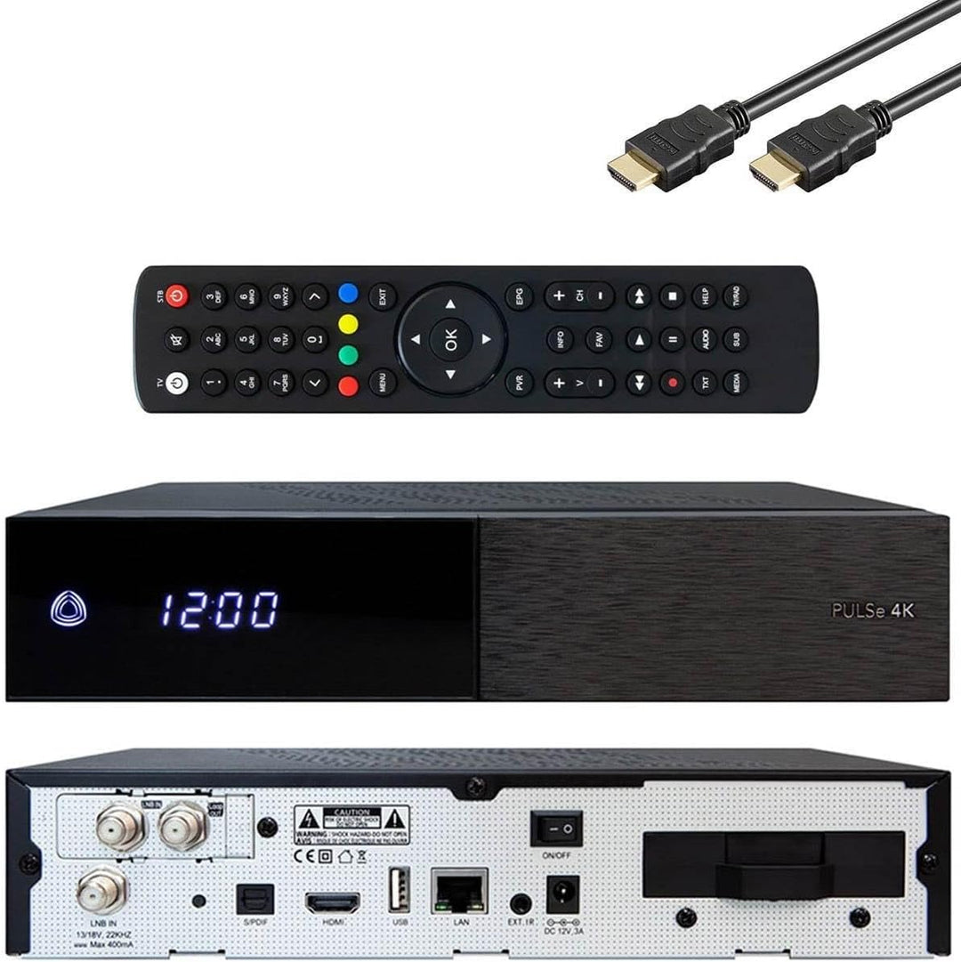 AB Pulse 4K UHD Sat Receiver (2X DVB-S2X Sat, Linux E2, PVR, H.265, HDR10, Ultra HD 2160p, 2 GB RAM
