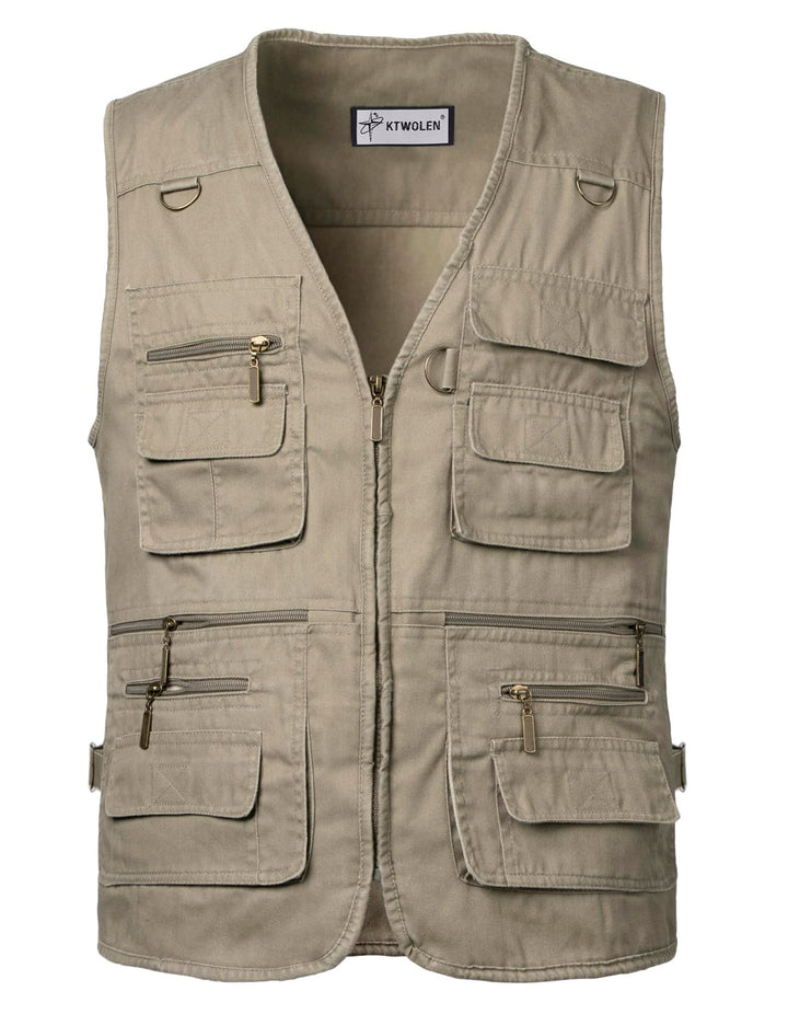 KTWOLEN Herren Outdoor Weste mit Multi-Taschened Anglerweste Jagd- und Angler Camping Wandern Weste