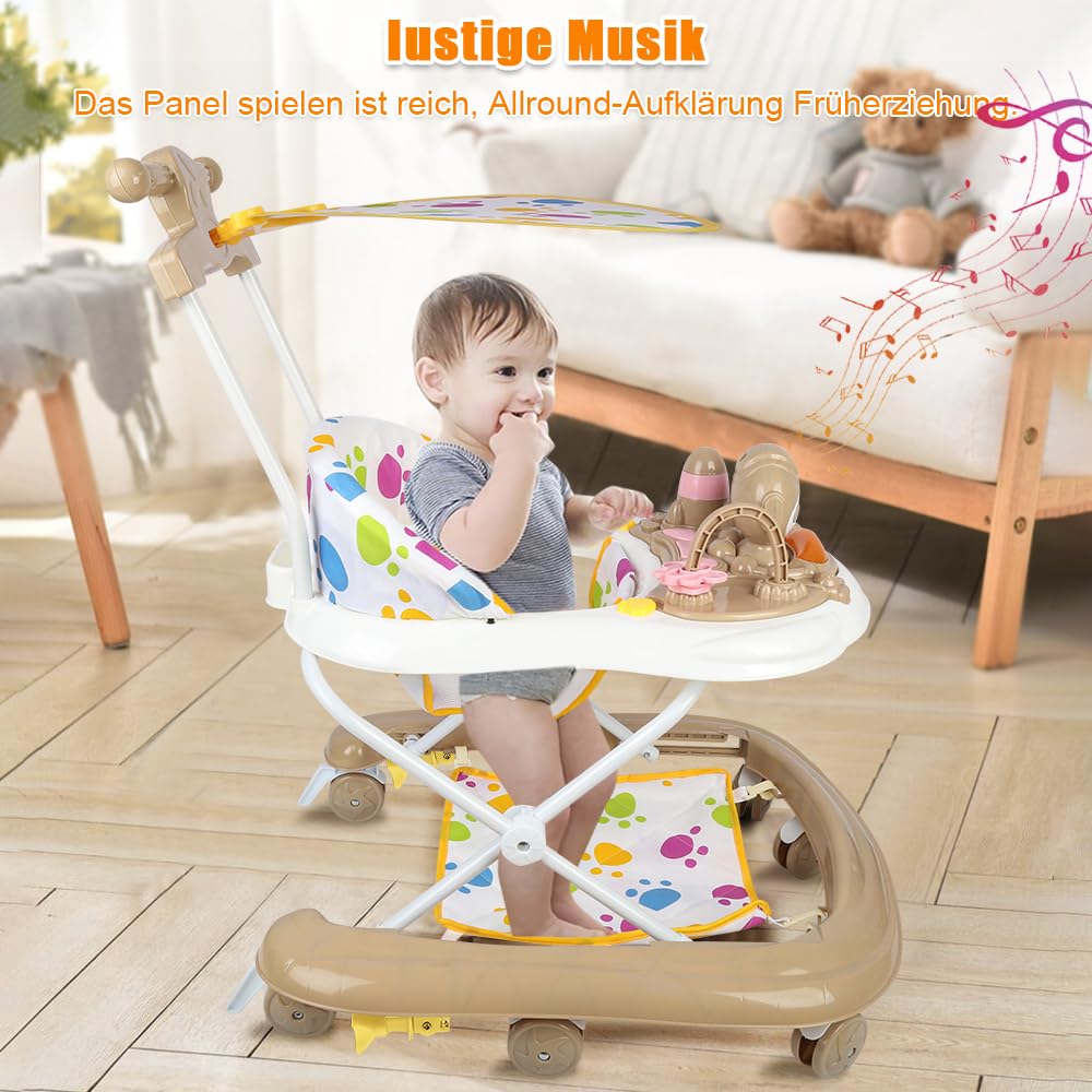Supfine Lauflernhilfe 5 in 1 Babywalker, Spiel- und Lauflernwagen mit Rollen, 5-Gang Höhenverstellba