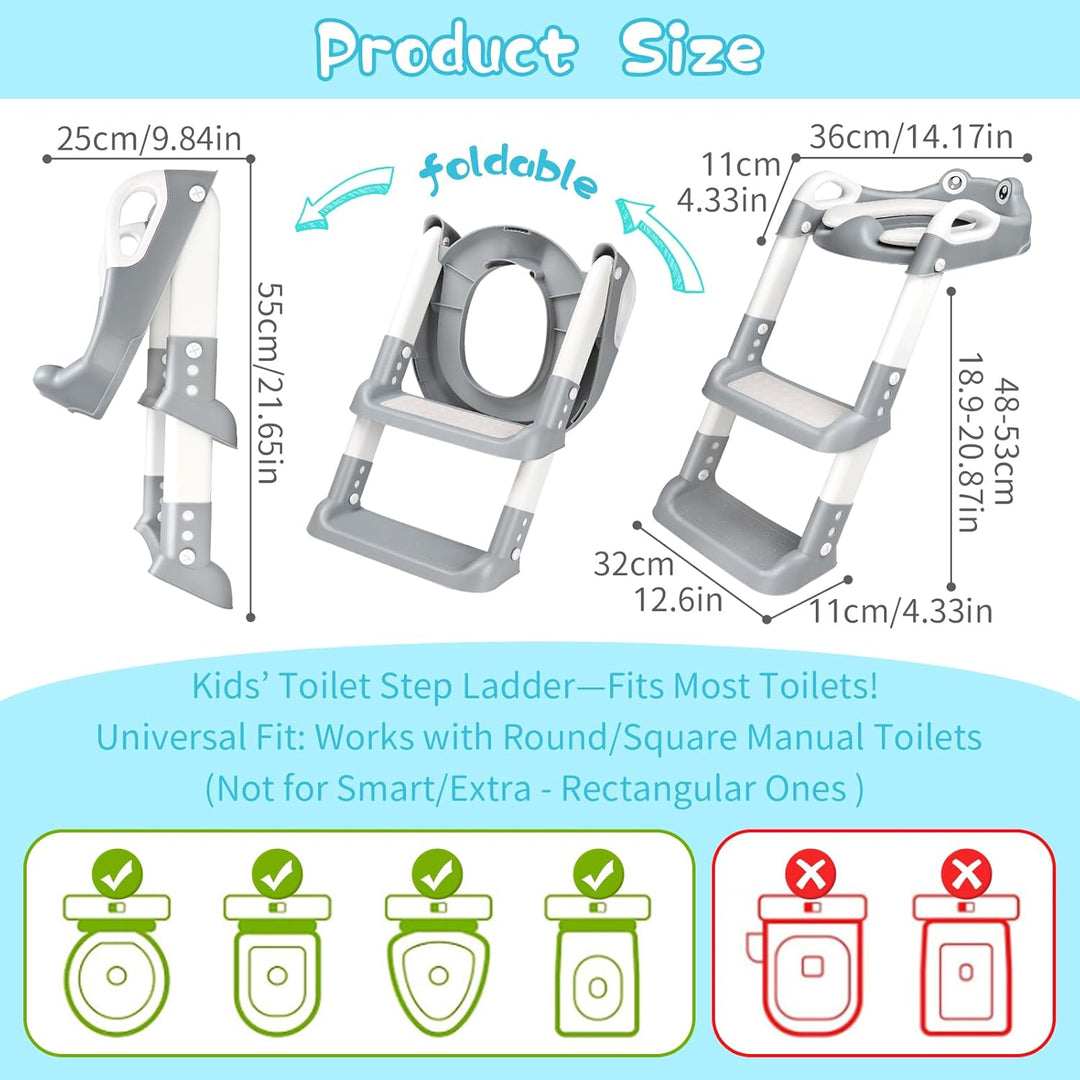 Toilettensitz Kinder mit Treppe, Toilettentrainer für Kinder, 2 IN 1 Toilettentrainer mit Treppe für