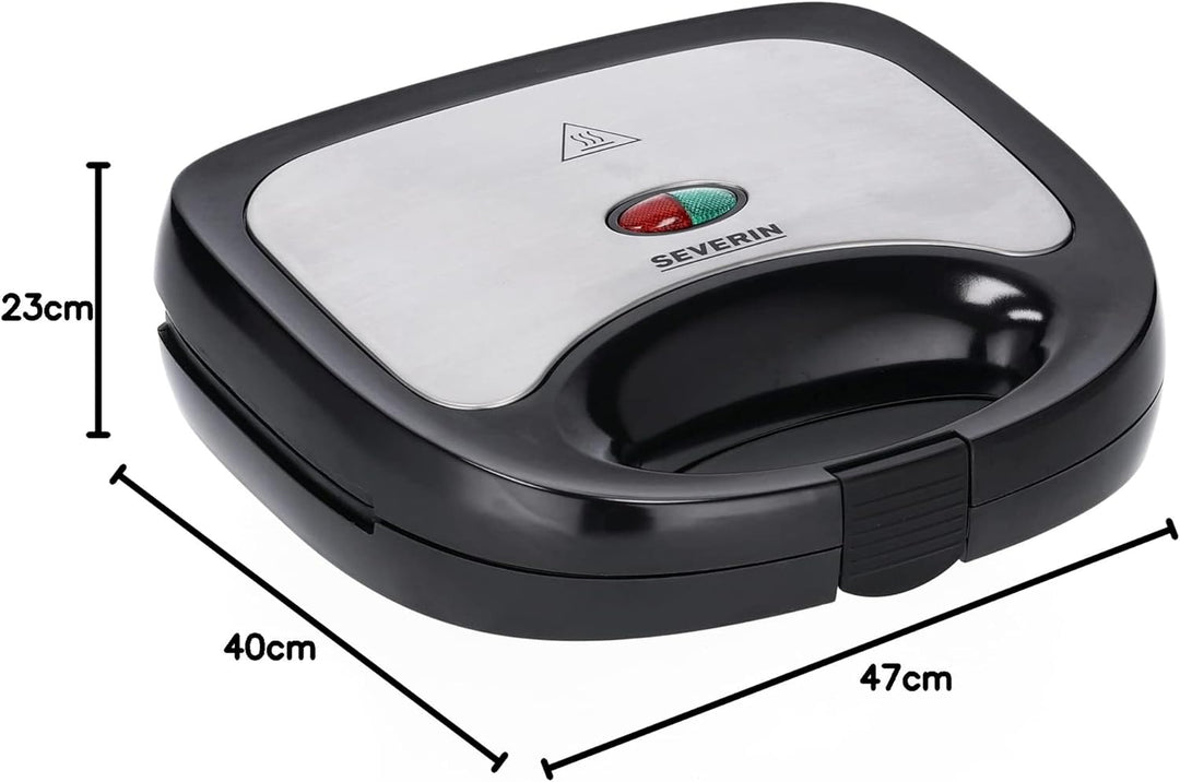 SEVERIN Sandwich-Toaster, Sandwichplatte, 600 W, SA 2969, Edelstahl/Schwarz Noir/Inox Brossé Single