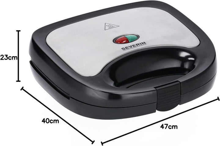SEVERIN Sandwich-Toaster, Sandwichplatte, 600 W, SA 2969, Edelstahl/Schwarz Noir/Inox Brossé Single
