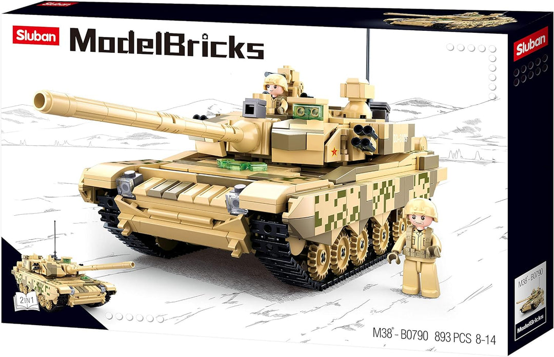 Sluban- Modell Bricks-99A Handbattle Tank 2 in 1 893 Stück, M38-B0790, Mehrfarbig